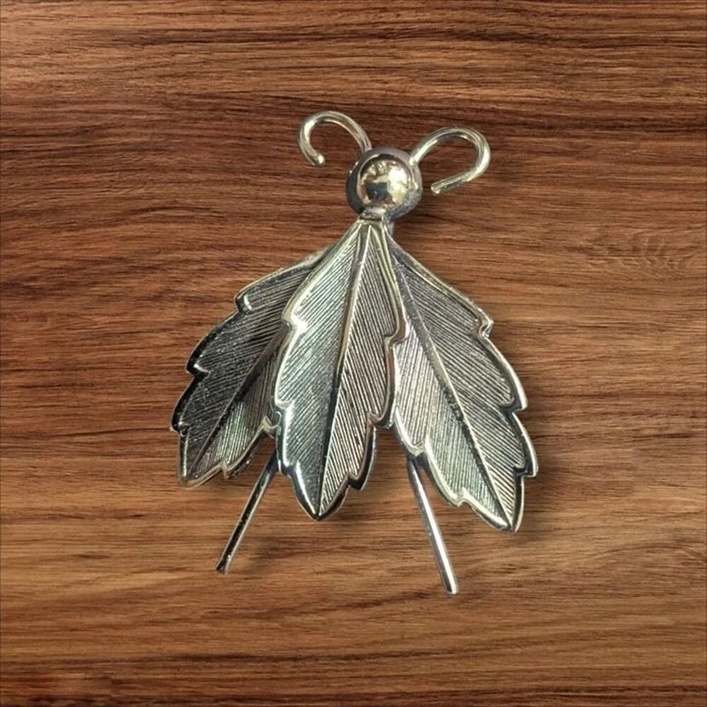 Bell‎ Trading Post Nickel Silver Vintage Insect Fly Leaf Wing Brooch Pin jewelry